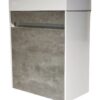 Modern bathroom vanity with concrete finish and sleek white accents, ideal for contemporary bathrooms. Durable, stylish storage solution with clean lines.