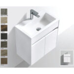 R550LT Modern white bathroom vanity with integrated sink and storage cabinet, ideal for contemporary bathroom design in South Africa. Perfect for functional and stylish bathroom updates.