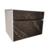 R600BM Sleek black marble bathroom vanity with modern white frame, perfect for contemporary bathroom interiors in South Africa. Durable and stylish storage solution.